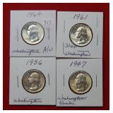 (4) Washington Silver Quarters