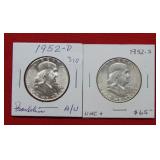 1952 D&S Franklin Silver Half Dollars