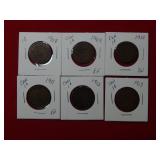 (6) Canada Large Cents 1908-1909-1910-1911-1912 &