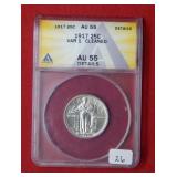 1917 Standing Liberty Qtr ANACS AU55 Details/Clean