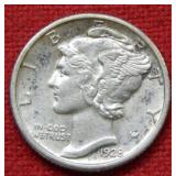 1928 Mercury Silver Dime Coin