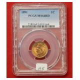 1891 Indian Head Cent PCGS MS64RD