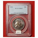 1951 Franklin Silver Half PCGS PR65