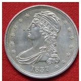 1837 Bust Silver Half  Dollar - Reeded Edge