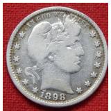 1898 Barber Silver Quarter