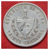 1920 Cuba 20 Centavos Coin