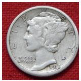 1917 S Mercury Silver Dime