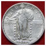 1918 S Standing Liberty Silver Quarter Coin