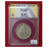 1847 O Seated Liberty Half Dollar ANACS VF Details