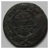 1754 Russia 1/2 Kopek Coin