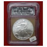 2007 Silver Eagle 1 oz ICG MS70