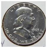 1963 Proof Franklin Silver Half Dollar Coin