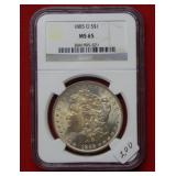 1885 O Morgan Silver Dollar NGC MS65
