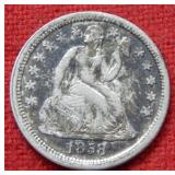 1858 Seated Liberty Silver Dime