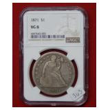 1871 Seated Liberty Dollar NGC VG8