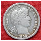 1905 O Barber Silver Dime