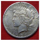 1927 Peace Silver Dollar Rim Nicks