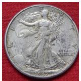 1937 D Walking Liberty Silver Half Dollar