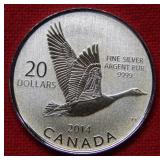 2014 $20 Canada Canadian Goose Silver Coin