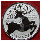 2012 $20 Canada Reindeer Silver Coin