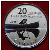 2011 $20 Canada Canoe Silver Coin