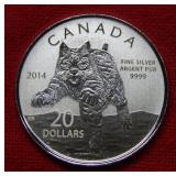 2014 $20 Canda Silver Bobcat Coin