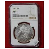 1887 Morgan Silver Dollar NGC MS64