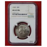 1949 Franklin Silver Half Dollar NGC MS65 FBL