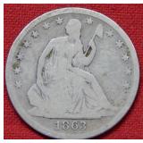 1863 S Seated Liberty Half Dollar