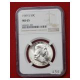 1949 S Franklin Silver Half NGC MS65
