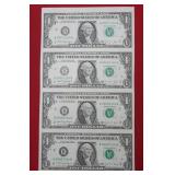 1988 A Partial Sheet of $1 Fed Res Notes
