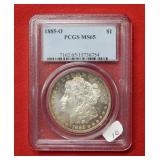 1885 O Morgan Silver Dollar PCGS MS65