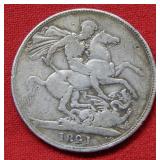 1821 Great Britain Nude Warrior Silver Crown