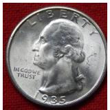 1935 Silver Washington Quarter Coin