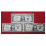 (3) 1935 E $1 Silver Certificates