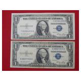 (2) 1935 E $1 Silver Certificates