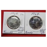 (2) 1964 Kennedy Silver Proof Half Dollars