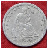 1854 O Seated Liberty Quarter With Arrows