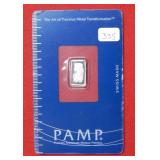 PAMP 1 Gram Palladium 999.5 Bar