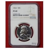 1963 Franklin Silver Half Dollar NGC PF68