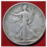 1918 S Walking Liberty Silver Half Dollar