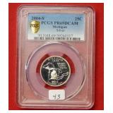 2004 S Michigan State Silver Quarter PCGS PR69DCAM