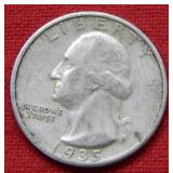 1935 S Washington Silver Quarter