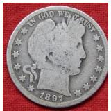 1897 O Barber Silver Half Dollar