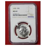 1950 Franklin Silver Half NGC MS64