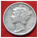 1945 S Mercury Silver Dime - Micro S