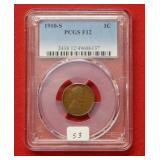 1910 S Lincoln Wheat Cent PCGS F12