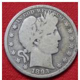 1893 S Barber Silver Half Dollar Coin