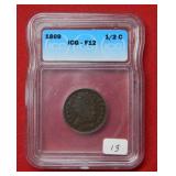1809 Half Cent Coin ICG F12
