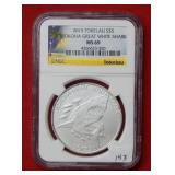 2015 Tokelau $5 Great White Shark 1 oz NGC MS69